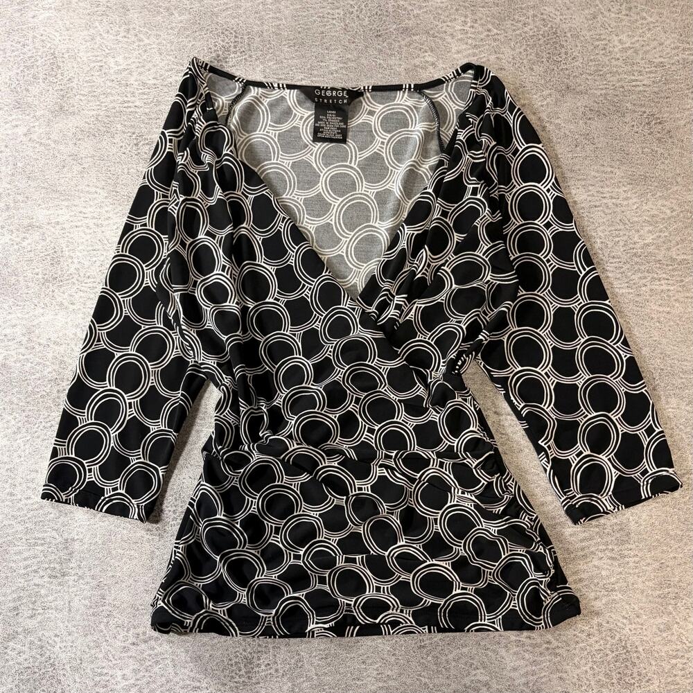 Y2k Wrap B&W Quarter Sleeve Top